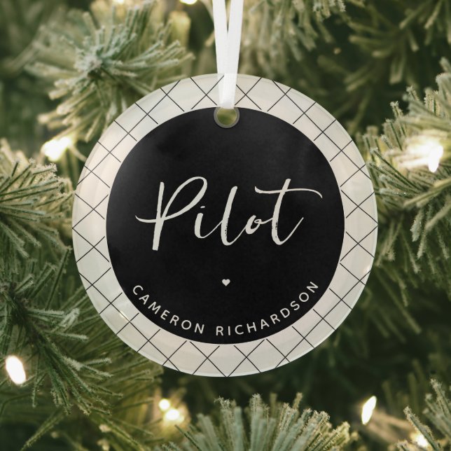 Custom Pilot Aviation School Graduation Elegant Glass Tree Decoration (Insitu)