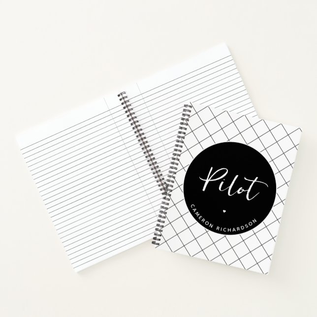Custom Pilot Aviation School Graduation Elegant Notebook (Inside)
