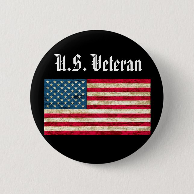 Custom Pin U.S. Veteran Hat Button US Flag (Front)