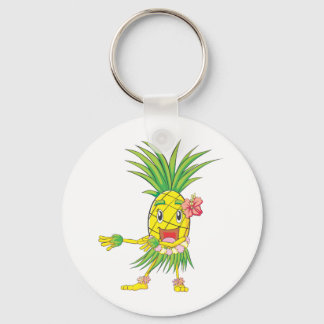 Custom Pineapple Hula Dancer Dancing Key Ring