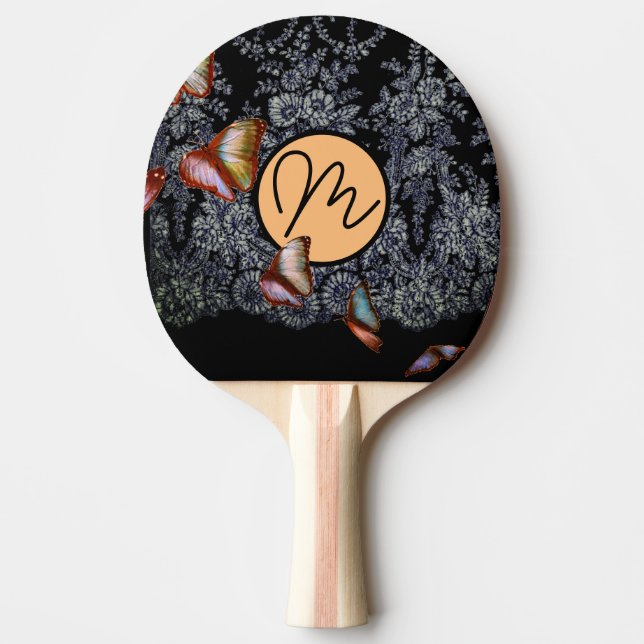 CUSTOM PING PONG PADDLE BUTTERFLIES AND LACE (Front)