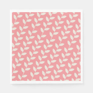 Custom Pink 70s Retro Leaf Pattern Napkin