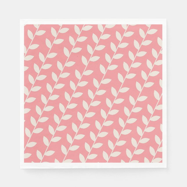 Custom Pink 70s Retro Leaf Pattern  Napkin (Front)