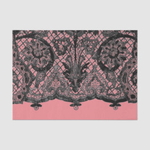 CUSTOM PINK AND ANTIQUE BLACK LACE TISSUE PAPER