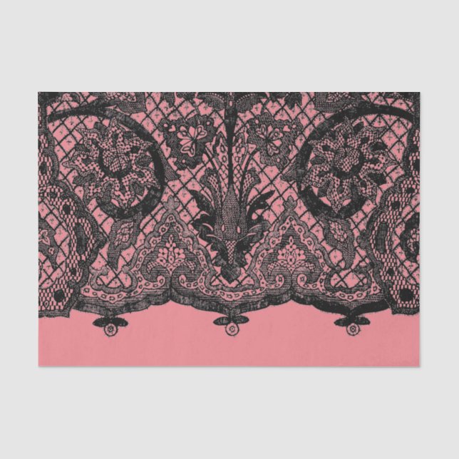 CUSTOM PINK AND ANTIQUE BLACK LACE TISSUE PAPER (Front)