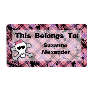 Custom Pink and Black Skull w Crossbones Book or