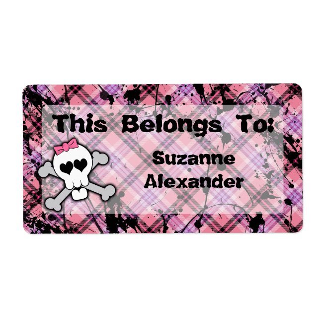 Custom Pink and Black Skull w Crossbones Book or (Front)