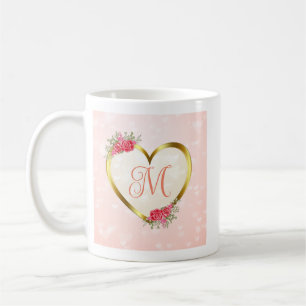 Custom Pink and Golden Heart Coffee Mug