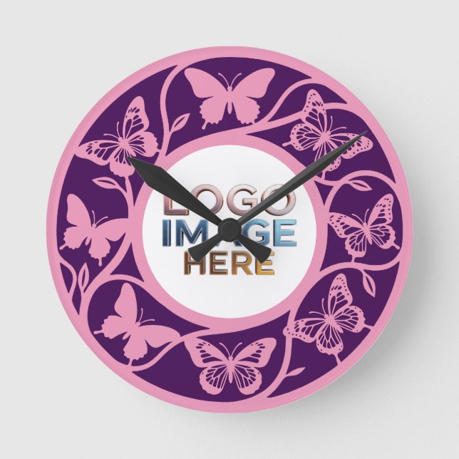 Custom Pink and Purple Butterfly Clock (Front)