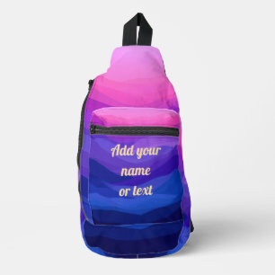 Custom Pink and Purple Gradient Waves Sling Bag