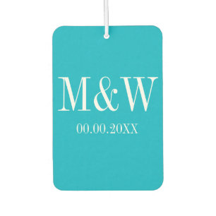 Custom pink and turquoise heart car air freshener