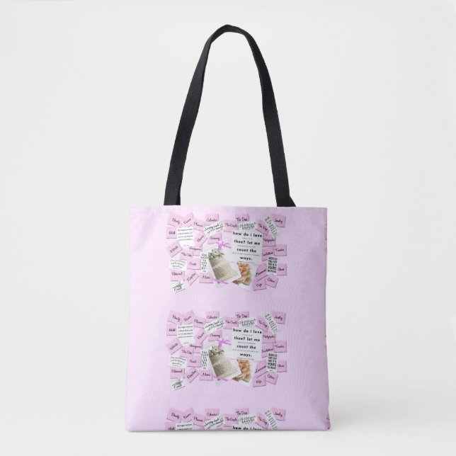 Custom Pink and White Wedding Tote Bag (Front)