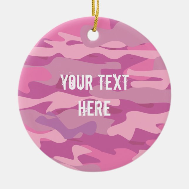 Custom pink army camo photo Christmas tree Ceramic Tree Decoration (Front)