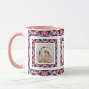 Custom Pink Autumn Fall Christmas Pattern Photo Mug