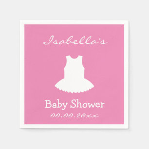 Custom pink ballerina tutu baby shower napkins