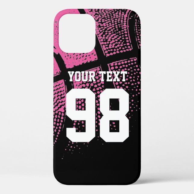Custom pink basketball jersey number iPhone case (Back)