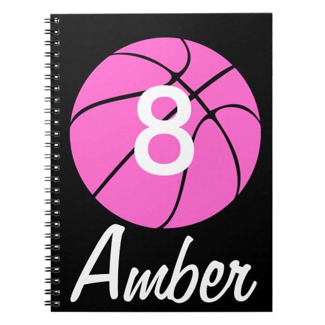 Custom Pink Basketball Spiral Notebook (Front)