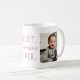 Custom Pink Best Grandma Ever 2 Photo Mug