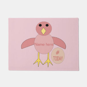 Custom Pink Birthday Girl Chick Door Mat
