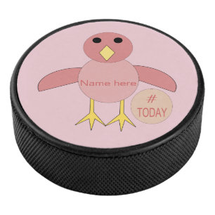 Custom Pink Birthday Girl Chick Hockey Puck
