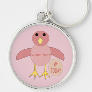 Custom Pink Birthday Girl Chick Keychain