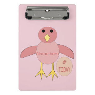 Custom Pink Birthday Girl Chick Mini Clipboard