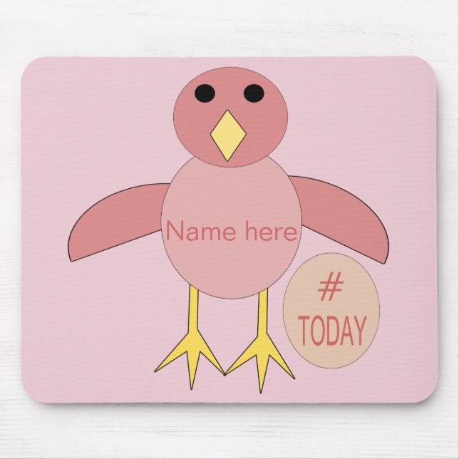 Custom Pink Birthday Girl Chick Mousepad (Front)