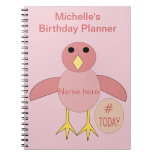 Custom Pink Birthday Girl Chick Notebook