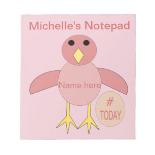 Custom Pink Birthday Girl Chick Notepad