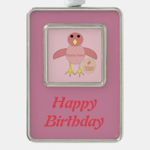 Custom Pink Birthday Girl Chick Ornament