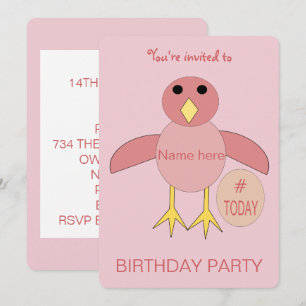 Custom Pink Birthday Girl Chick Party Invitation