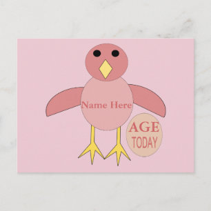 Custom Pink Birthday Girl Chick Postcard