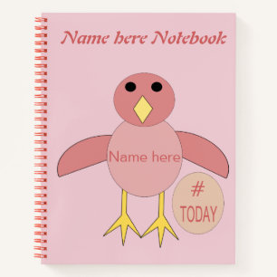 Custom Pink Birthday Girl Chick Spiral Notebook