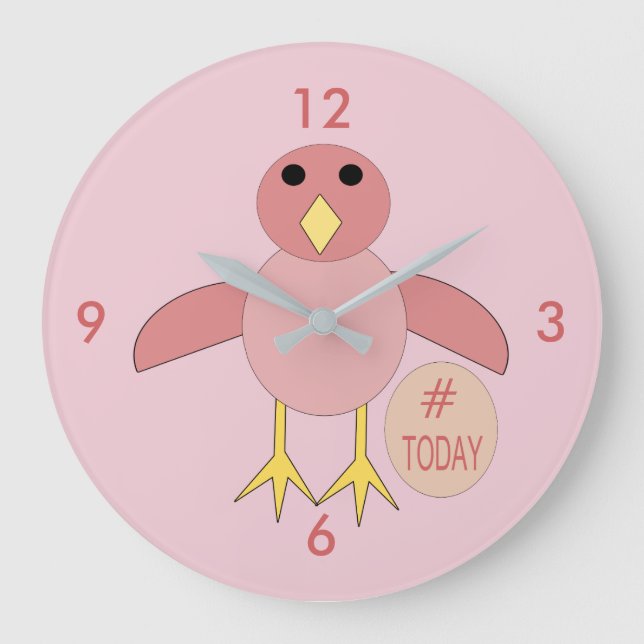Custom Pink Birthday Girl Chick Wall Clock (Front)
