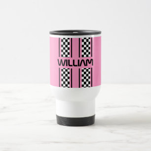 Custom Pink Black Auto Race Sport   Travel Mug