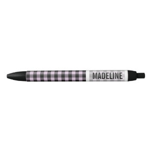 Custom Pink Black Buffalo Lumberjack Check Pattern Black Ink Pen