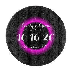 Custom pink black glass wedding cutting board