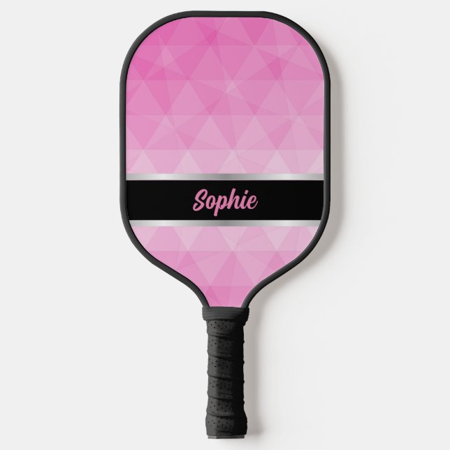 Custom Pink & Black Personalised Pickleball Paddle (Front)