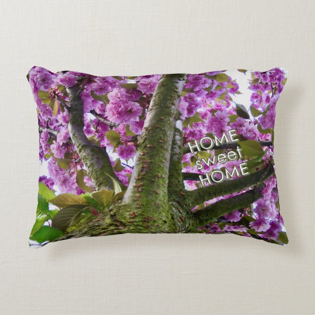 Custom Pink Blooming Tree Crown Photo - Decorative Cushion (Front)