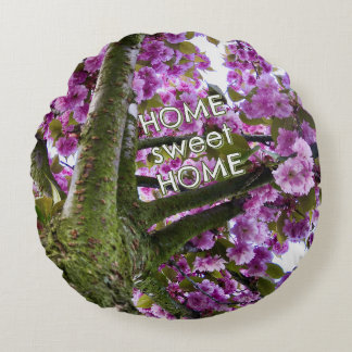 Custom Pink Blooming Tree Crown Photo - Round Cushion