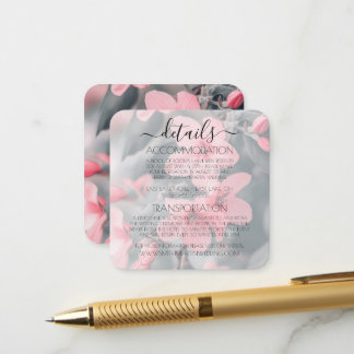 Custom Pink Blossoms Green Leaves Details Enclosure Card