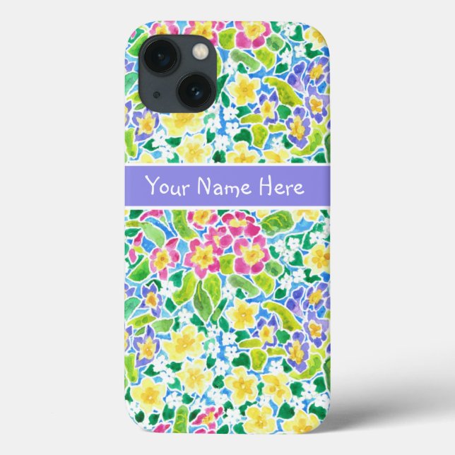 Custom Pink, Blue, Yellow Primroses iPhone 6 Case (Back)