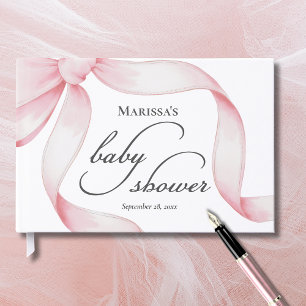 Custom Pink Bow Baby Shower Guest Book