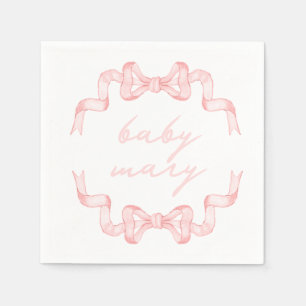 Custom Pink Bow Baby Shower Napkins