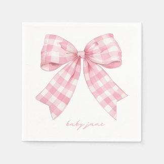 Custom Pink Bow Baby Shower Napkins
