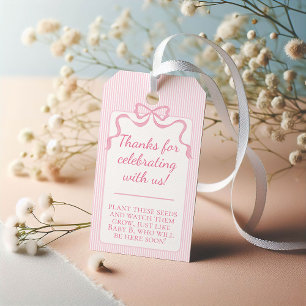 Custom Pink Bow Baby Shower Tag, Pink Ribbon Gift Tags