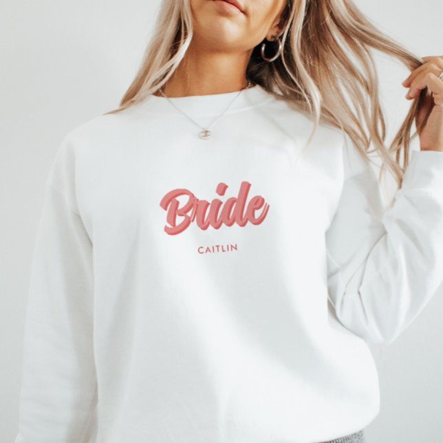 Custom Pink 'Bride' Bachelorette Bridal Shower Sweatshirt (Creator Uploaded)