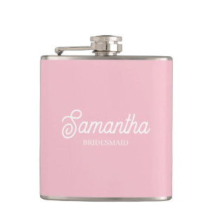 Custom Pink Bridesmaid Proposal Gift Bachelorette Hip Flask