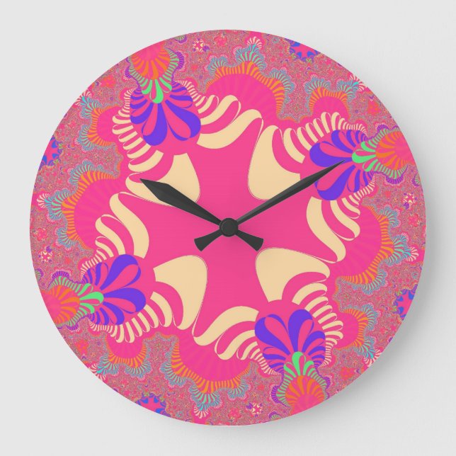 Custom Pink Bubblegum Cross Large Wall Clock (Front)