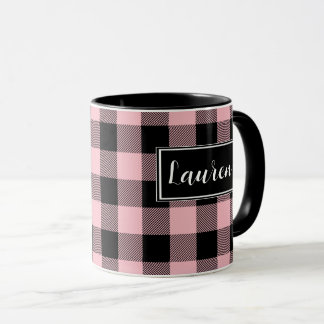 Custom Pink Buffalo Check Plaid Mug